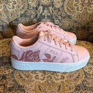Pink Fila Panche Embroidered Logo Platform Sneakers